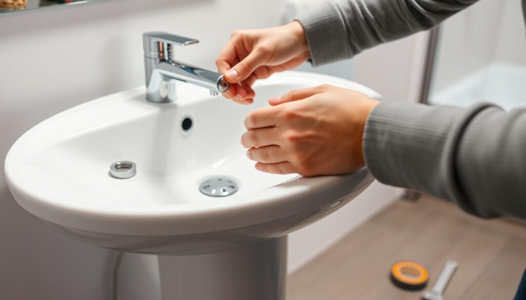 attaching faucet to pedestal sink