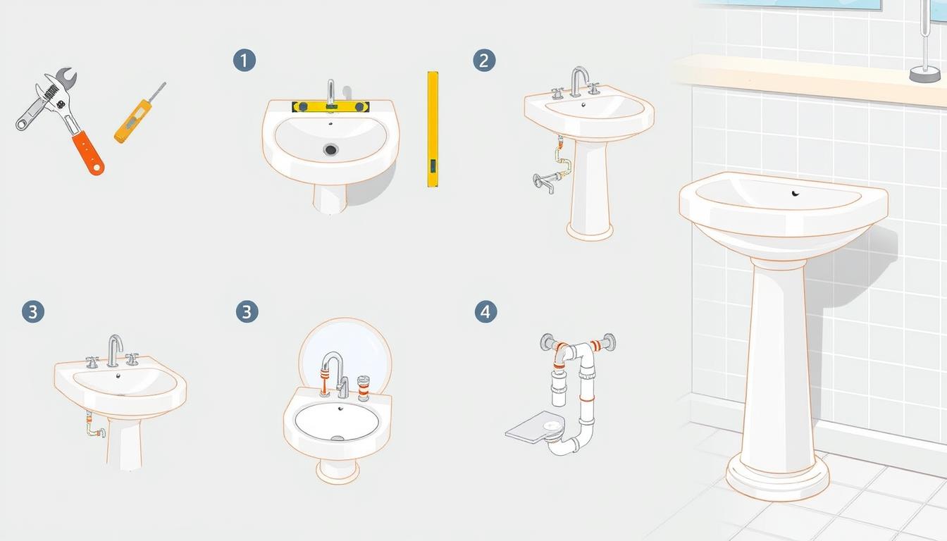 how to install a pedestal sink