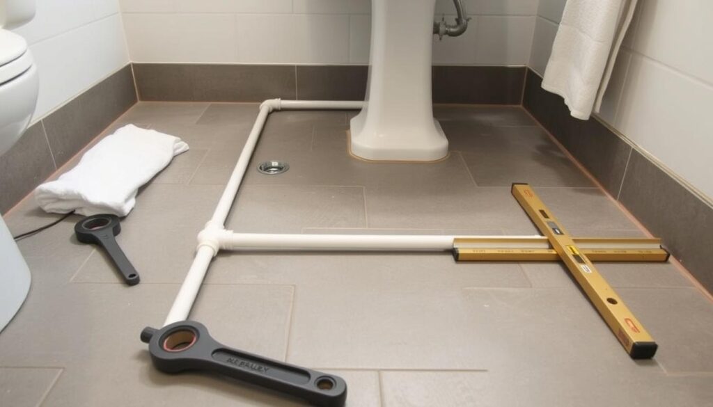 plumbing preparation for pedestal sink installation