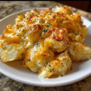 3-Ingredient Cheesy Ranch Potatoes in a baking dish