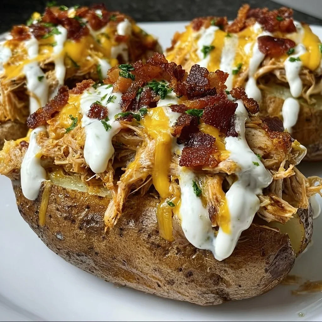Bacon Ranch Pulled Pork Stuffed Potatoes Recipe