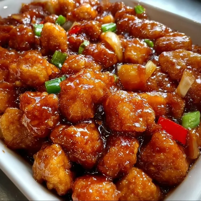 Baked sweet and sour chicken dish with vibrant colors and fresh ingredients