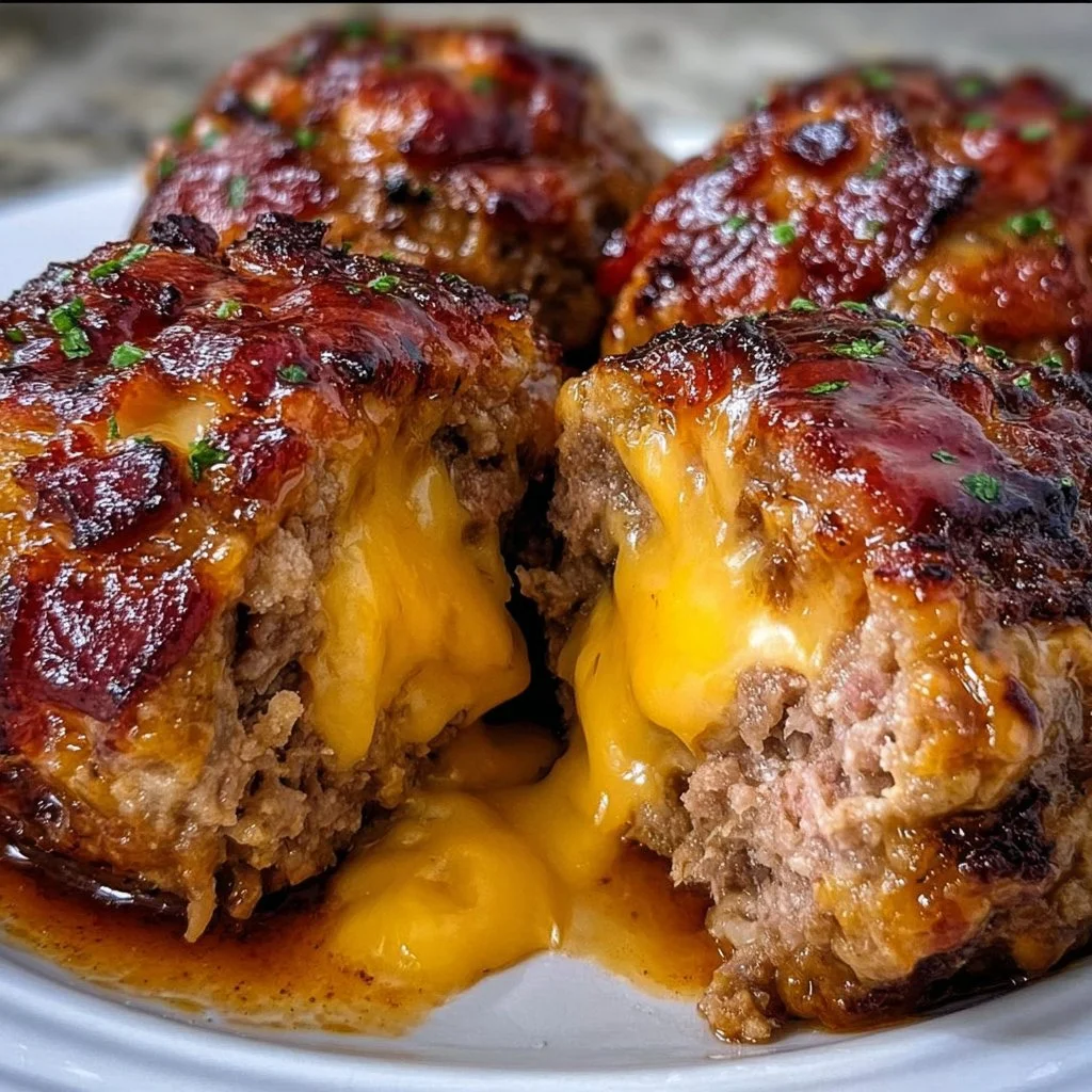 Bang-Bang Melty Bacon Cheddar Stuffed Meatloaf Bombs