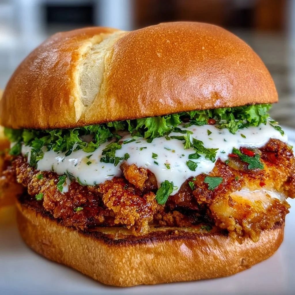 Cajun Crispy Chicken Sandwich topped with garlic aioli on a delicious bun.