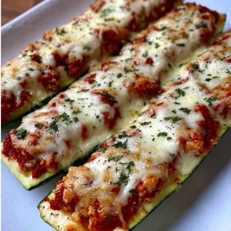Cheesy keto chicken parmesan zucchini boats topped with melted cheese
