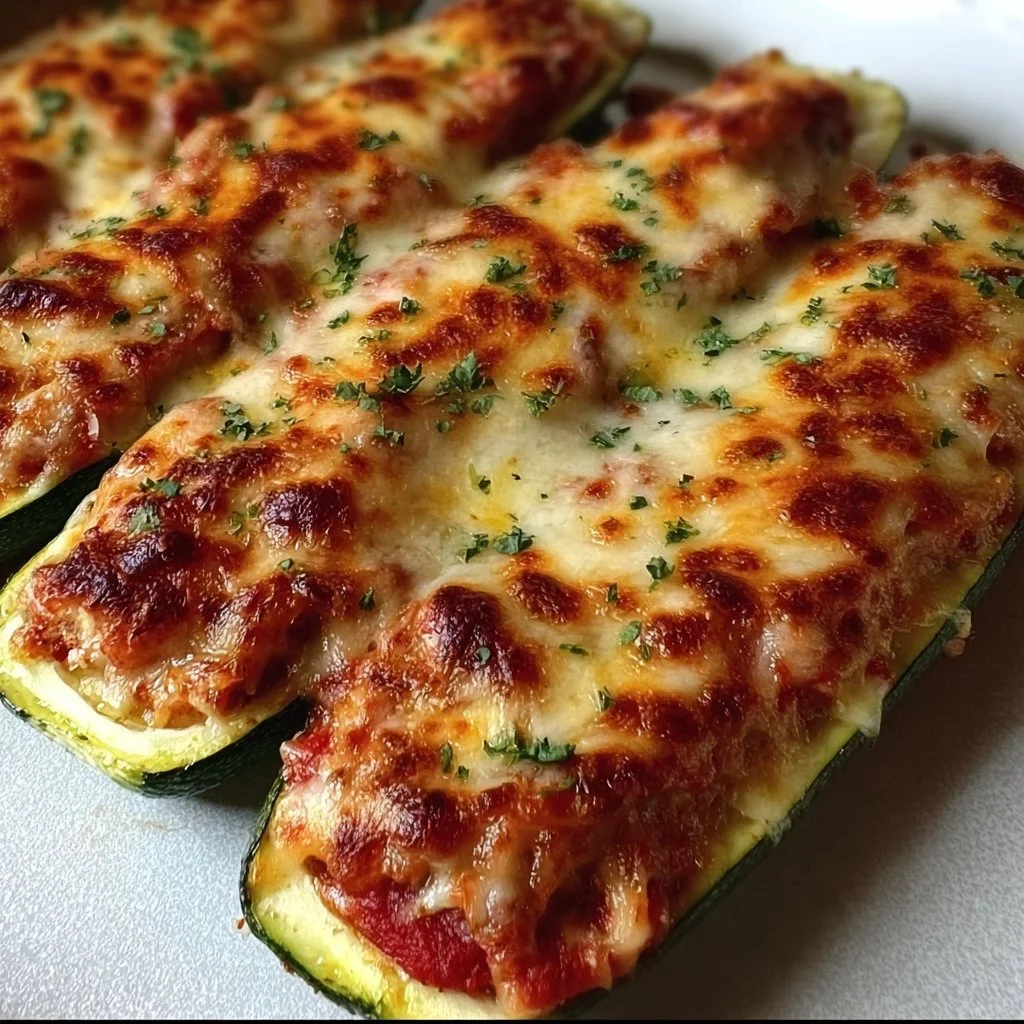 Cheesy Keto Chicken Parmesan Zucchini Boats