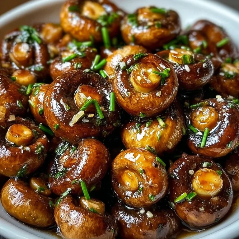 Delicious oven-roasted mushrooms drizzled with soy sauce and honey