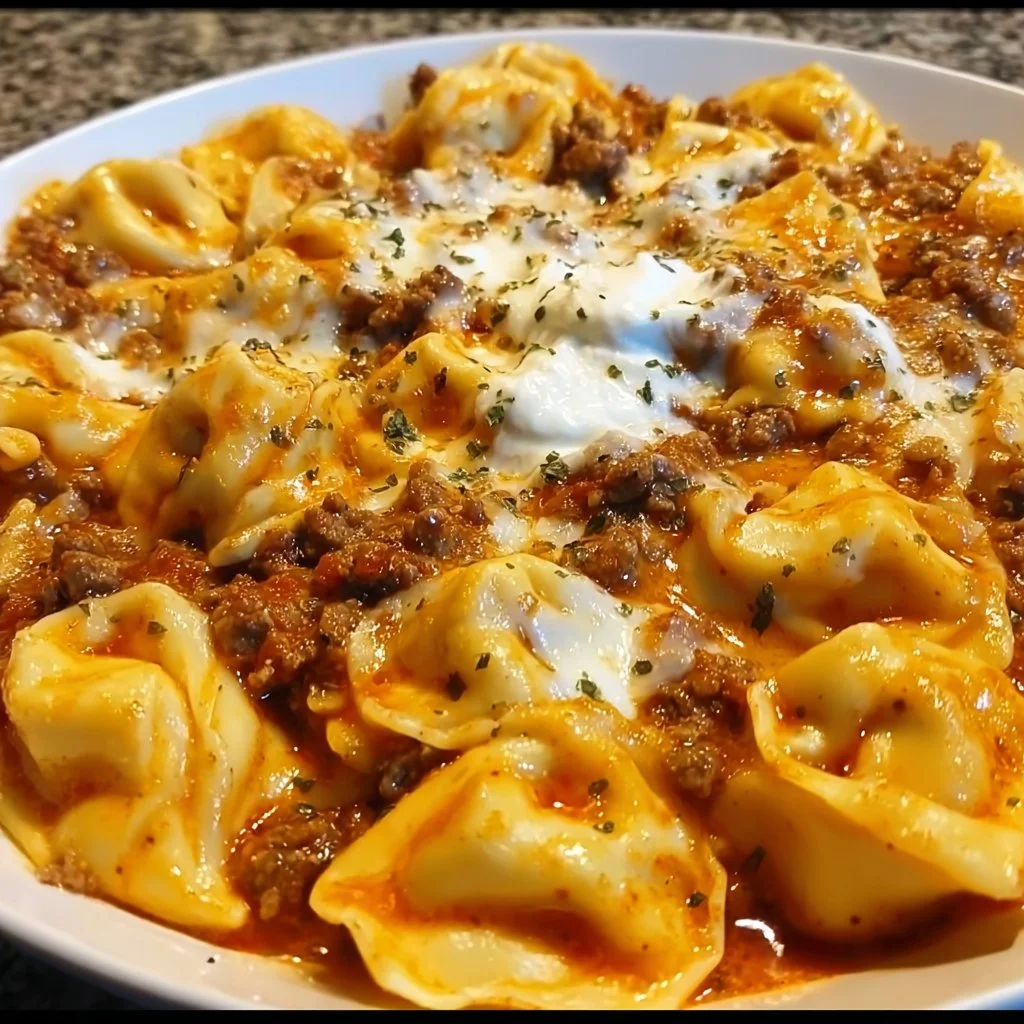 Indulge in Cheesy Beef Enchilada Tortellini Tonight!