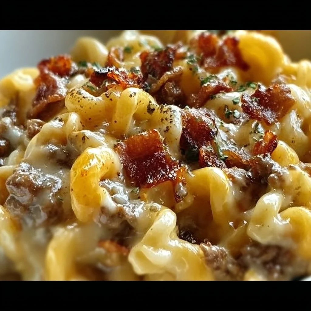Loaded Bacon Cheeseburger Alfredo Pasta for Cozy Nights