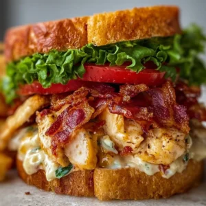 Loaded Chicken Club sandwich loaded with chicken and toppings