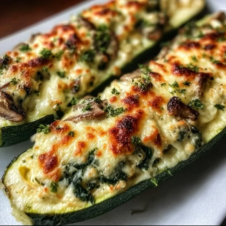 Delicious low-carb ricotta-stuffed zucchini boats garnished with herbs.