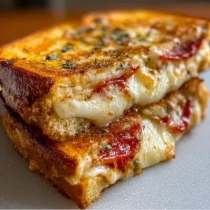 Mouthwatering Pizza Grilled Cheese sandwich on a plate