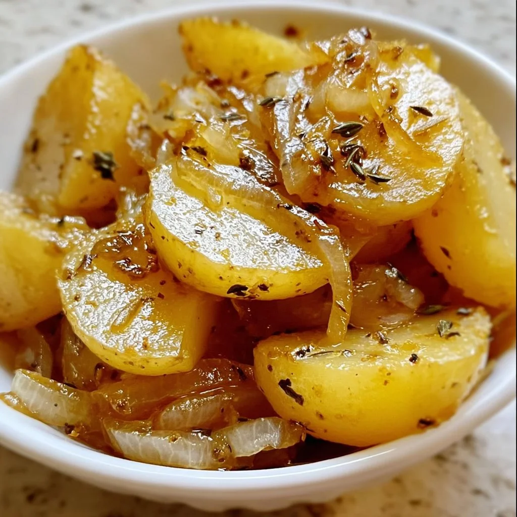 Savory slow cooker potatoes with Lipton onion soup seasoning.