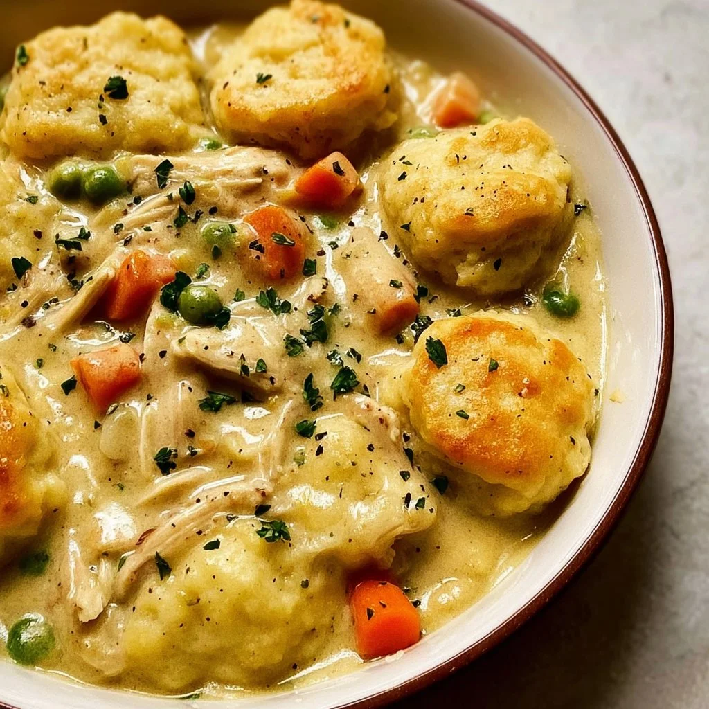 Simple Chicken and Dumplings with Biscuits