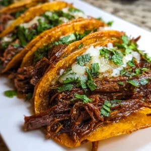 Delicious Slow Cooker Birria Tacos served with toppings in a bowl.
