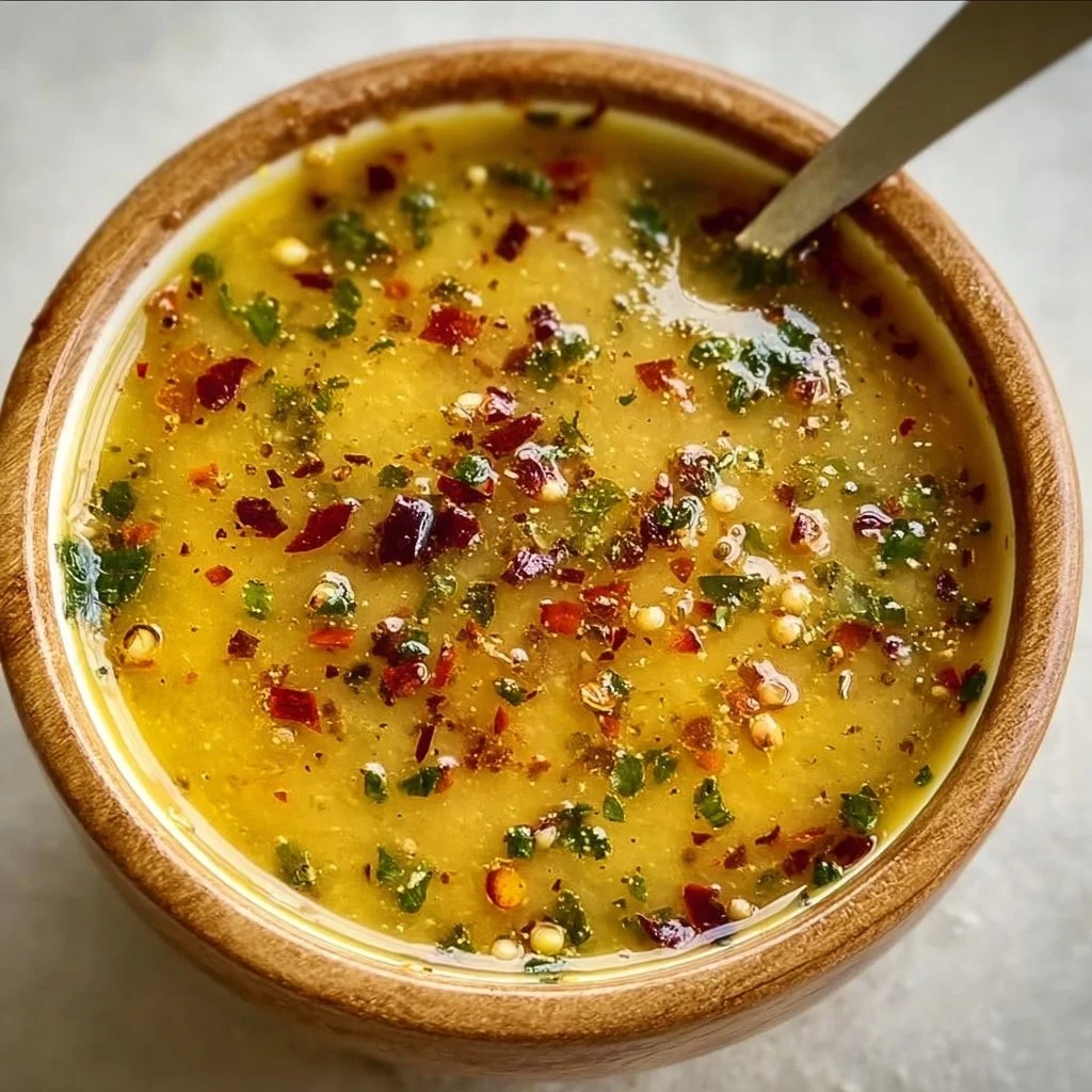 Bowl of spicy Cajun garlic butter sauce for seafood dish