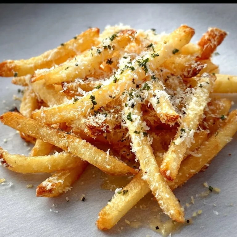 Delicious Truffle Parmesan Fries topped with herbs and cheese