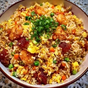 Plate of delicious Bang Bang Fried Rice with vibrant vegetables and spices