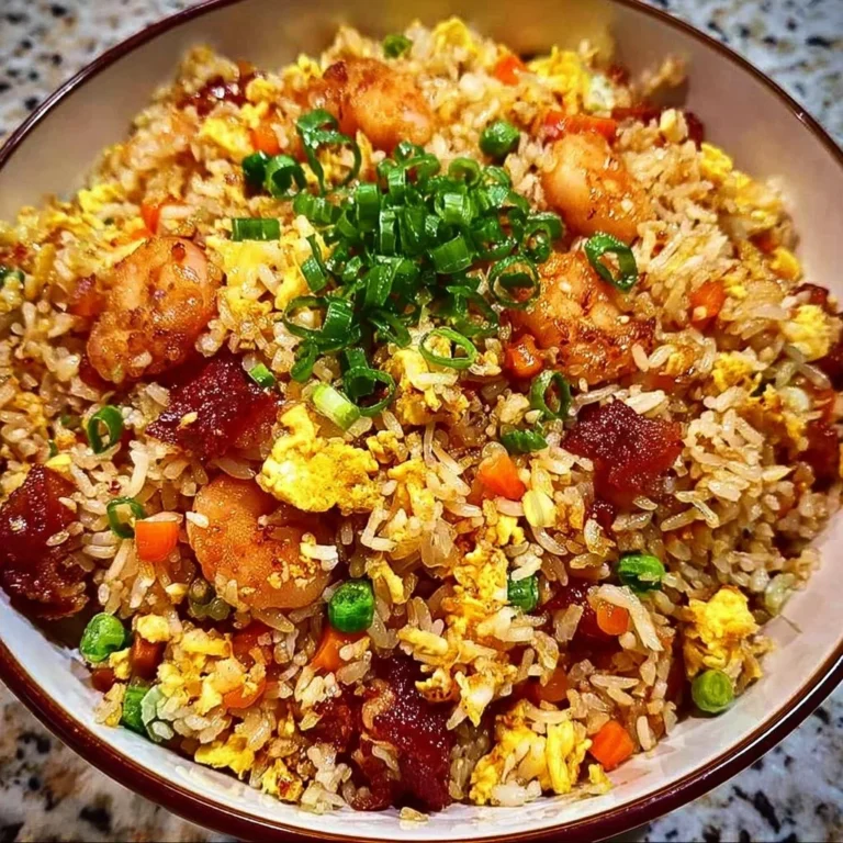 Plate of delicious Bang Bang Fried Rice with vibrant vegetables and spices