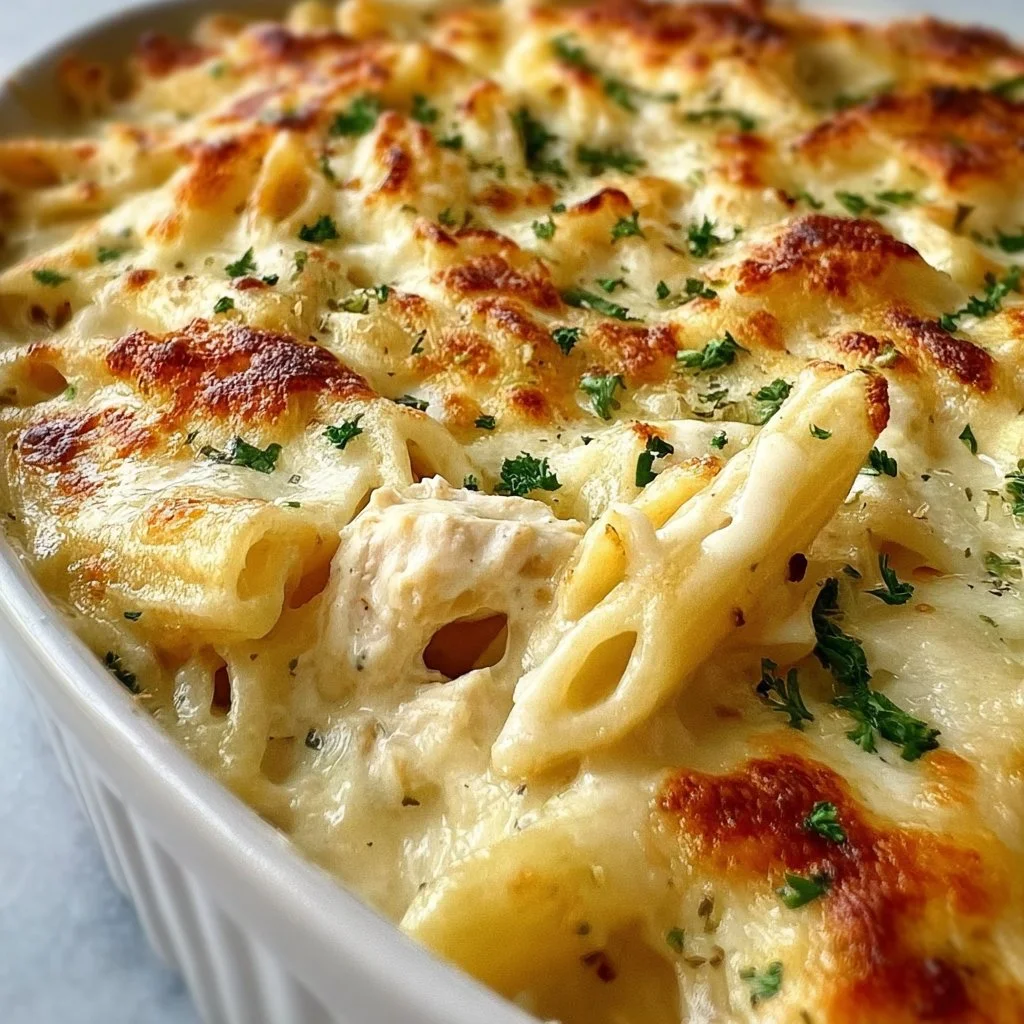 Chicken Alfredo Ziti Casserole