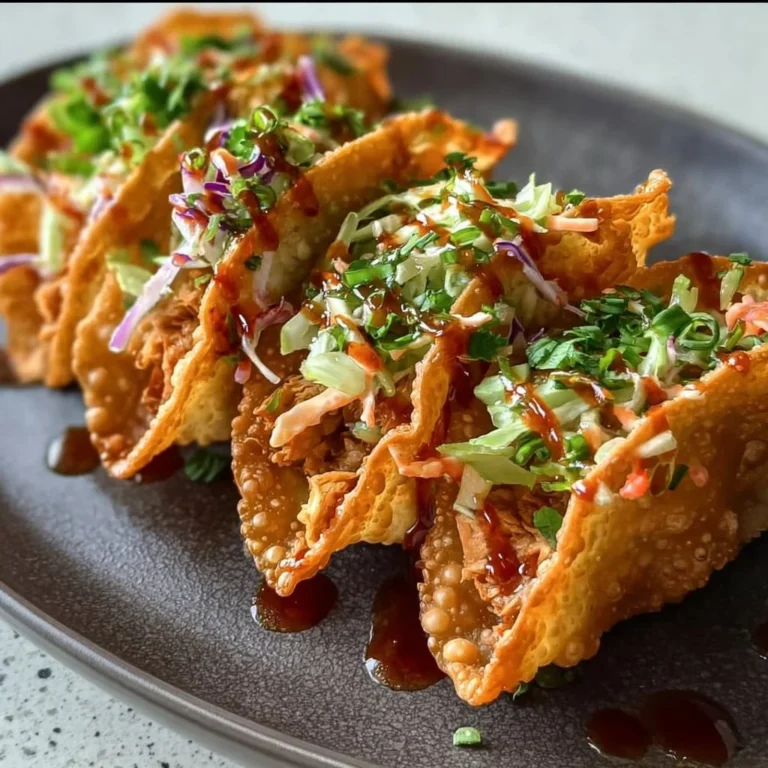 Delicious Chicken Wonton Tacos served with fresh ingredients and garnishes