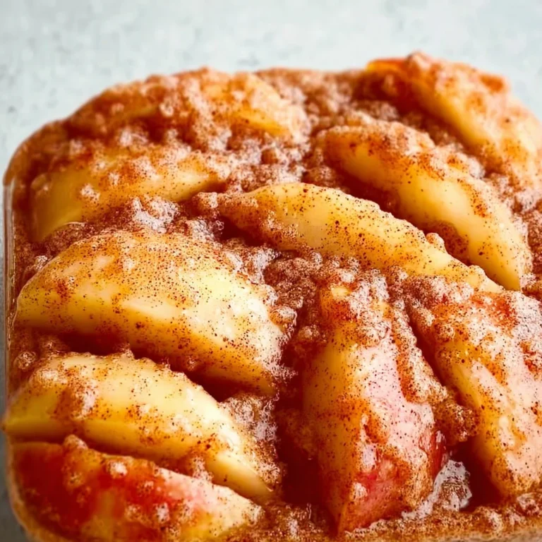 Bowl of cinnamon apples sprinkled with cinnamon and sugar.