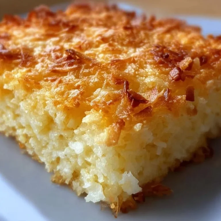 Freshly baked coconut bake served on a plate with a coconut garnish.
