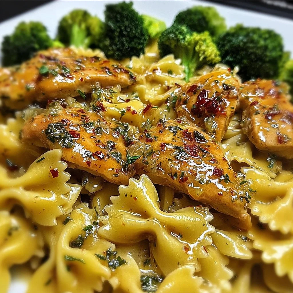 Cowboy Butter Lemon Bowtie Chicken with Broccoli