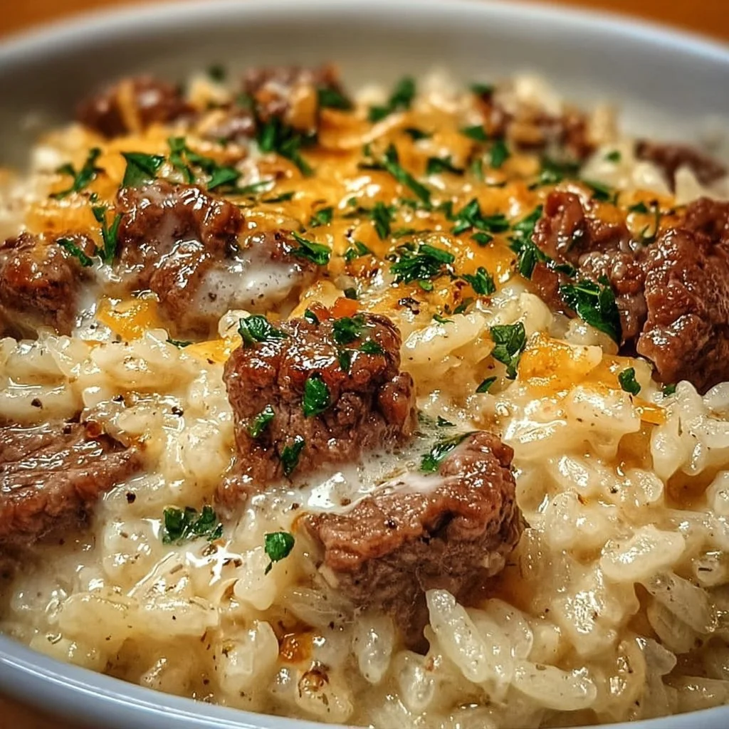 Creamy Garlic Butter Beef and Rice