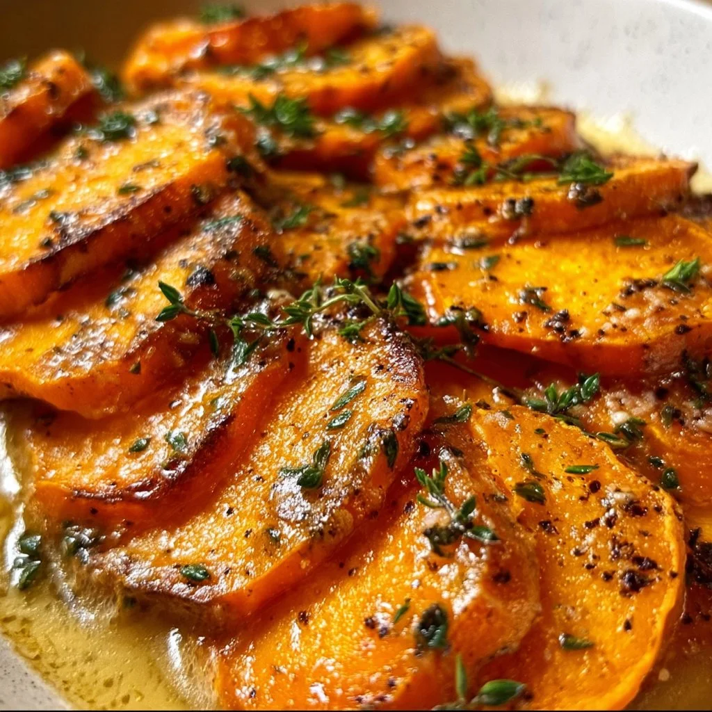 Garlic Scalloped Sweet Potatoes