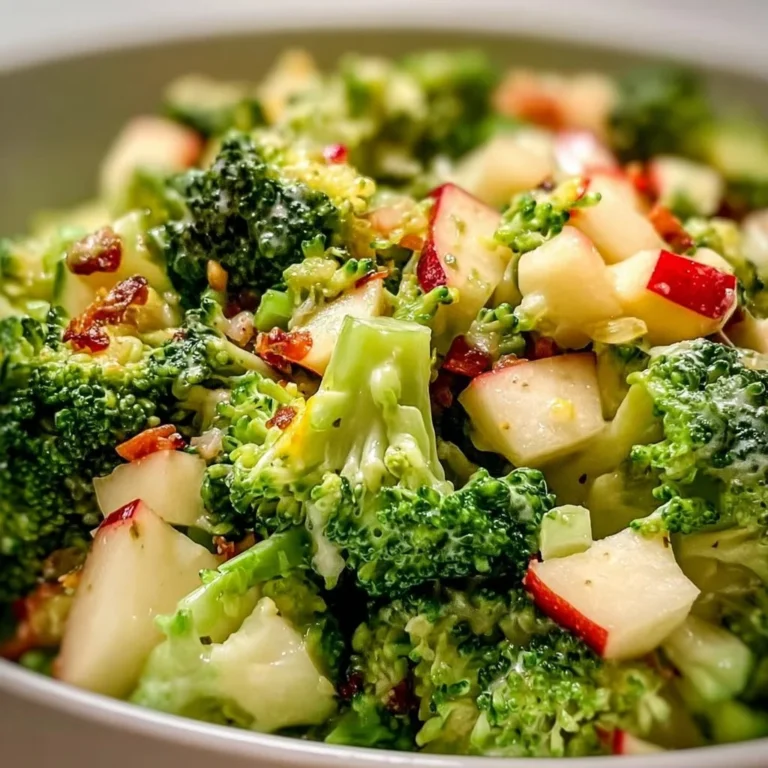 Delicious Honeycrisp Apple Broccoli Salad with vibrant colors and fresh ingredients.