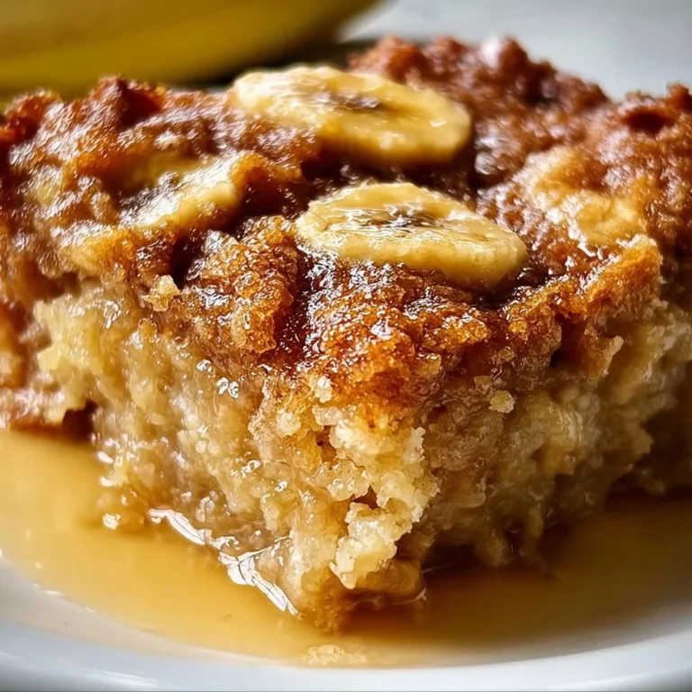 Deliciously moist banana bread cobbler served fresh from the oven
