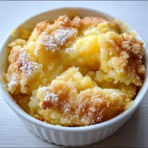 Deliciously baked Magic Lemon Cobbler with a golden crust and zesty lemon filling.
