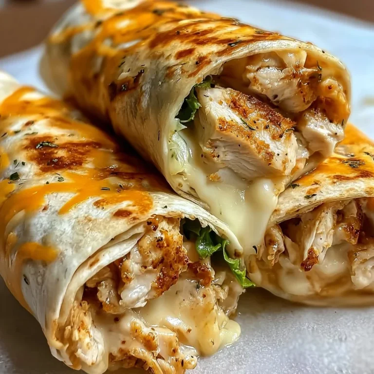 Delicious ooey-gooey cheesy garlic chicken wraps ready to serve.