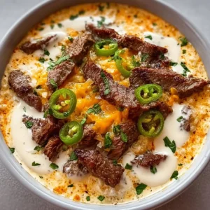Steak Queso Bowl with tender steak and creamy melted cheese