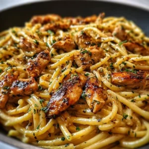Delicious Sticky Smoky Garlic Butter Chicken Pasta served in a bowl