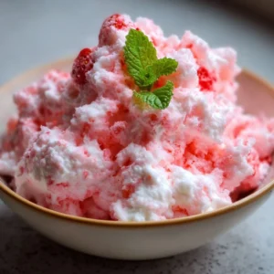 Delicious Strawberry Cotton Candy Salad with fresh strawberries and fluffy cotton candy