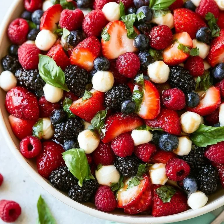 Delicious Berry Caprese Salad with mozzarella and fresh berries