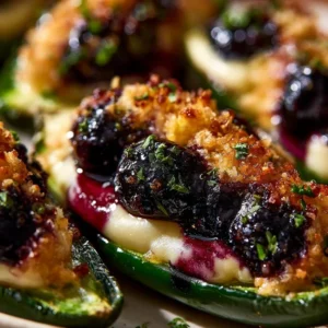 Blueberry Brie Jalapeño Poppers on a platter with garnishes