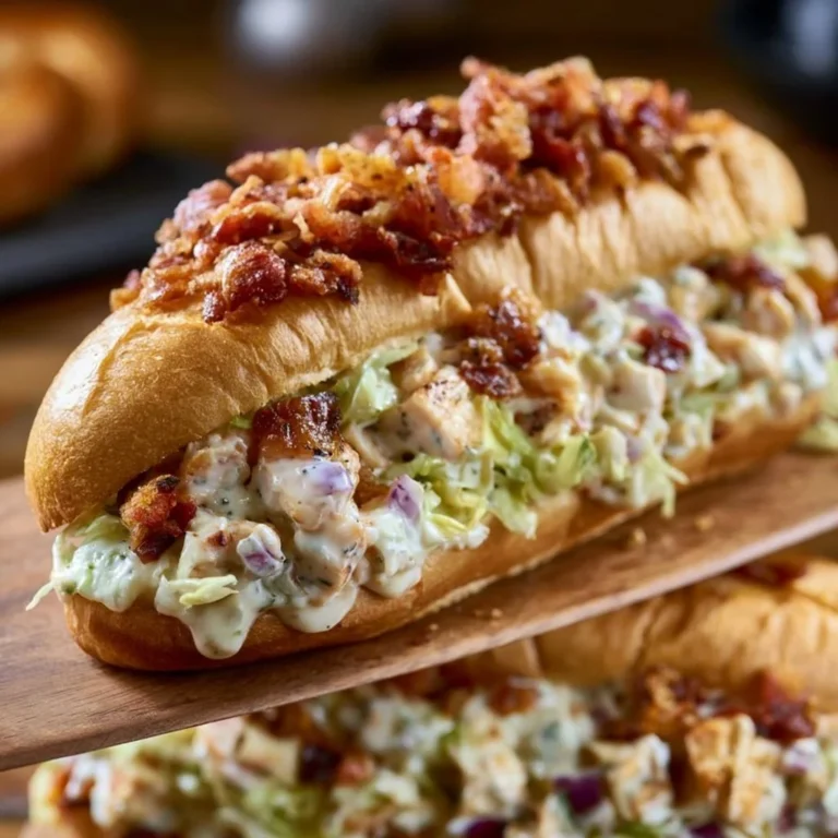 Chopped chicken bacon ranch sandwich with fresh ingredients on a plate