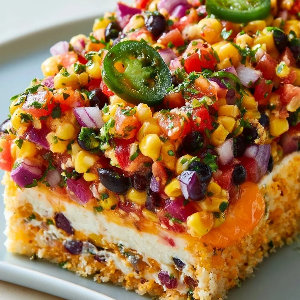 Cowboy Caviar Jalapeno Popper Cheese Log on a serving platter