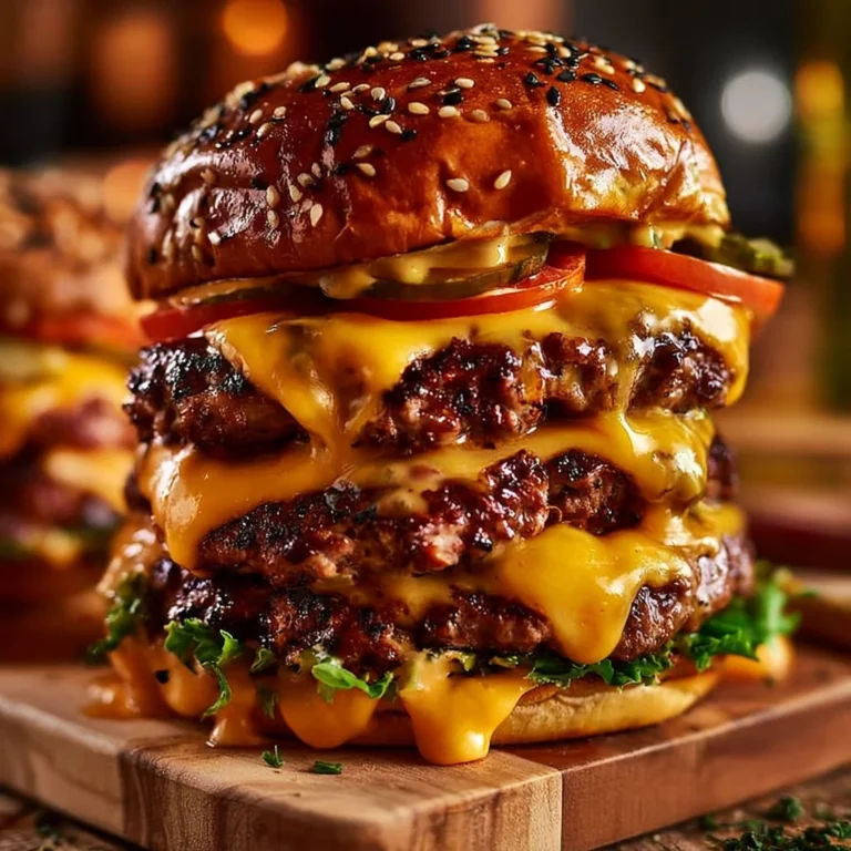 Delicious crack burgers served with toppings and fries on a wooden table.