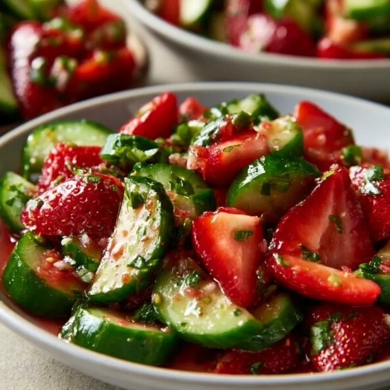 Delicious cucumber salad with fresh vegetables in a bowl