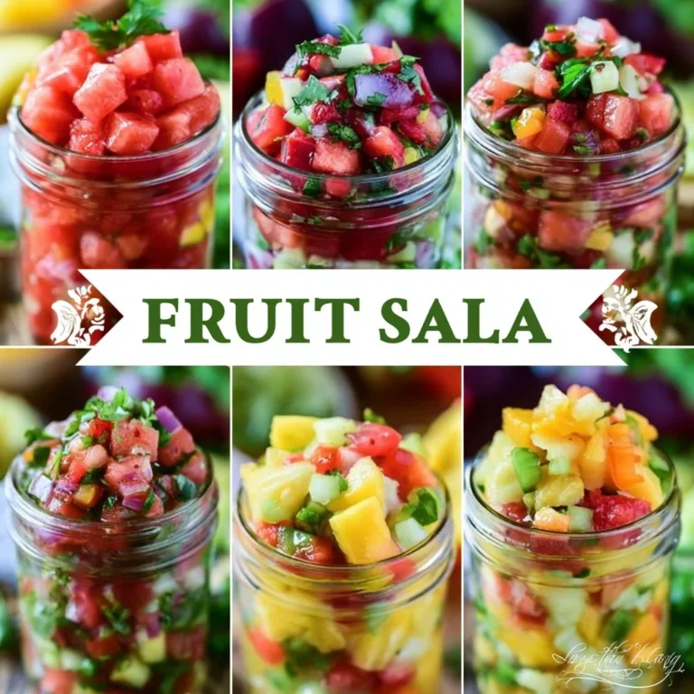 Colorful fruit salsa with diced fruits served in a bowl