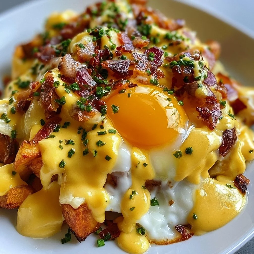 Irresistible Breakfast Poutine with Hollandaise Sauce Delight