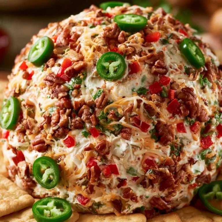 Delicious Jalapeno Popper Cheese Ball served with crackers.