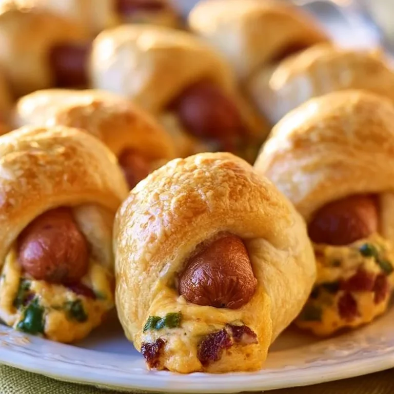 Jalapeño popper pigs in a blanket appetizer on a serving platter.