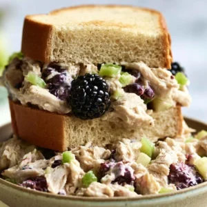 Low carb blackberry chicken salad with cottage cheese and fresh ingredients
