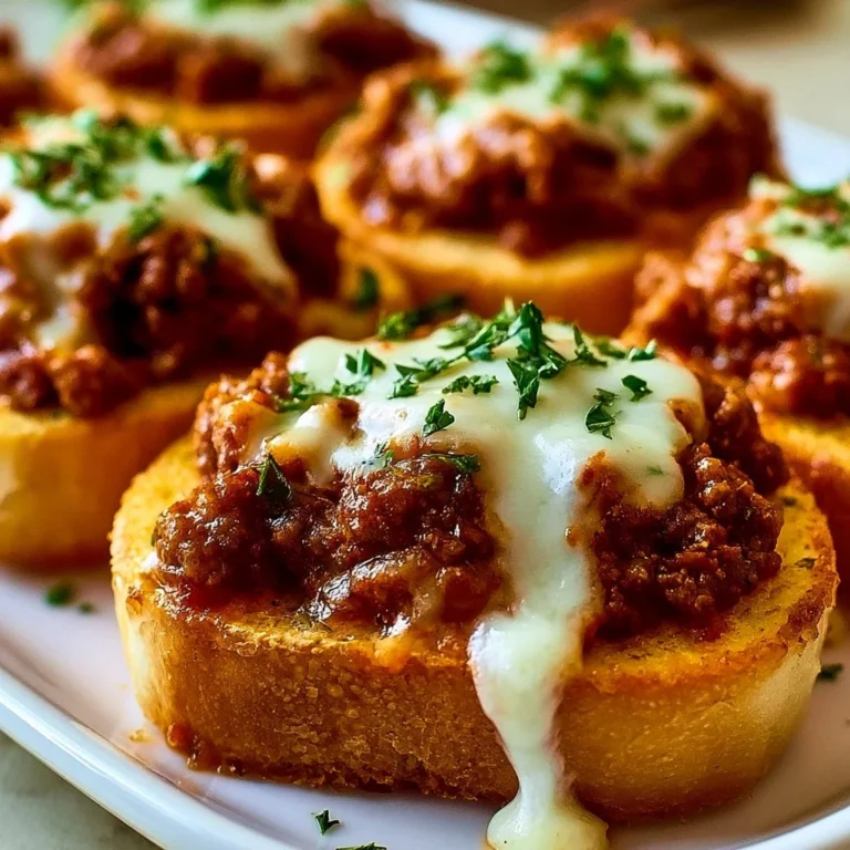 Open Face Garlic Toast Sloppy Joes served on a plate, garnished with herbs