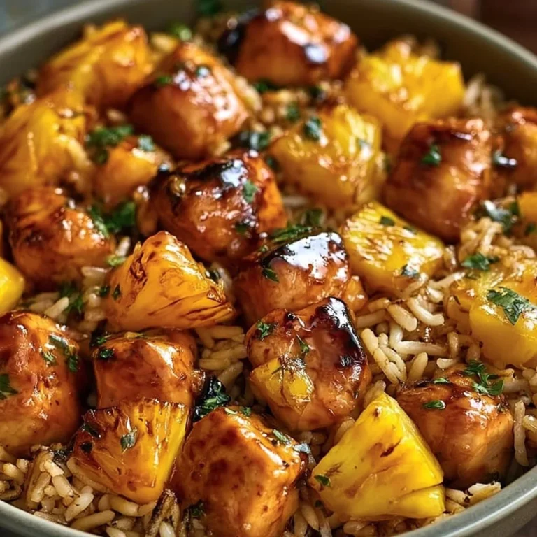 Delicious Pineapple Chicken served on a plate with colorful vegetables.
